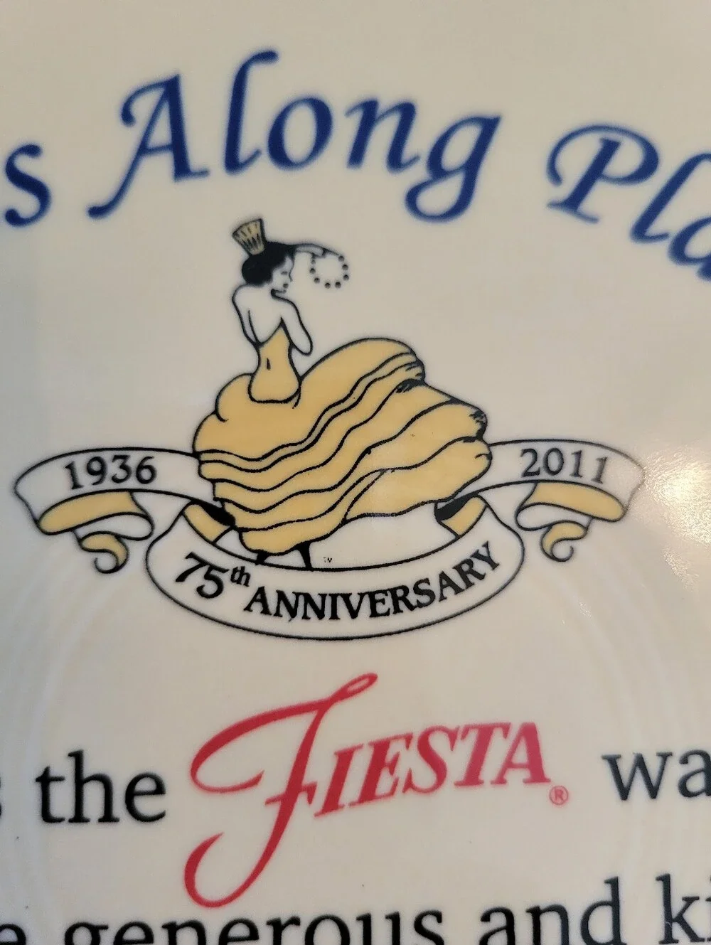 Fiesta Pass Along Plate Ivory 75th Anniversary Multi-Color Houses Dancing Lady